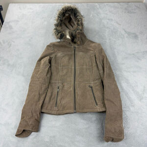 Danier Brown Leather Jacket Sherpa Lining Women's Size 0 US / 4 UK